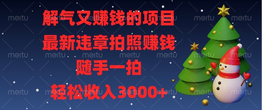 （13804期）解气又赚钱的项目，最新违章拍照赚钱，随手一拍，轻松收入3000+-梵摄网创