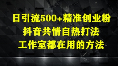 日引流500+精准创业粉，抖音共情自热打法，工作室都在用的方法-梵摄网创