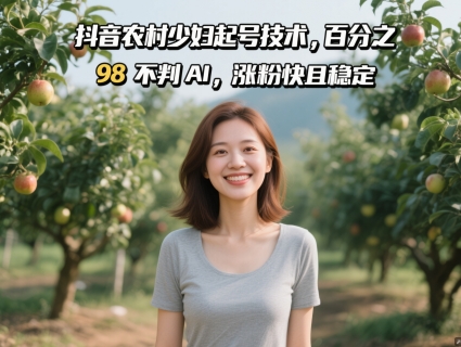 抖音农村少妇起号技术，百分之98不判AI，涨粉快且稳定-梵摄网创