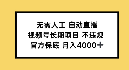 无需人工自动直播，视频号长期项目不违规，官方保底月入4000左右-梵摄网创