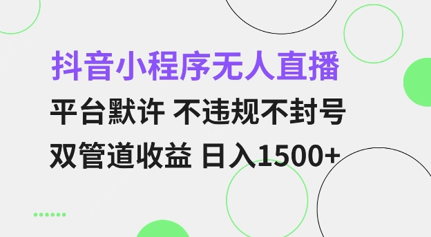 抖音小程序无人直播 平台默许 不违规不封号 双管道收益 日入多张 小白也能轻松操作【揭秘】-梵摄网创