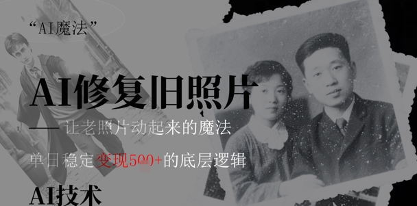 AI 魔法：让泛黄旧照变成朋友圈爆款视频，私域转化率提升50%，单日变现5张-梵摄网创