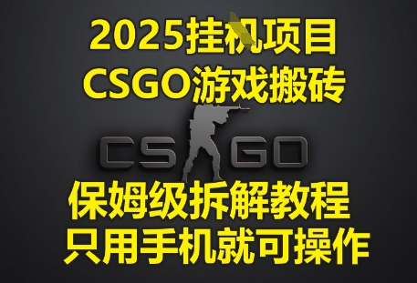 2025挂G项目，CSGO游戏搬砖，保姆级拆解教程，只用手机就可操作【揭秘】-梵摄网创
