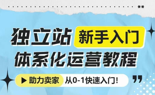 独立站新手入门体系化运营教程，助力独立站卖家从0-1快速入门!-梵摄网创