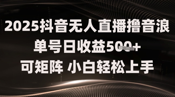 2025抖音无人直播撸音浪单号日收益5张+可矩阵，小白轻松上手-梵摄网创