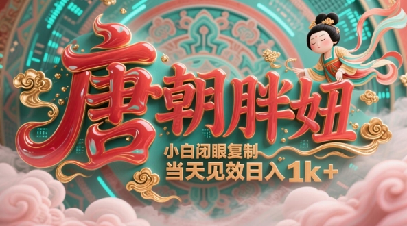 用AI克隆“唐朝胖妞”日更3条，平台疯狂推流，小白闭眼复制，当天见效，日入1k+-梵摄网创