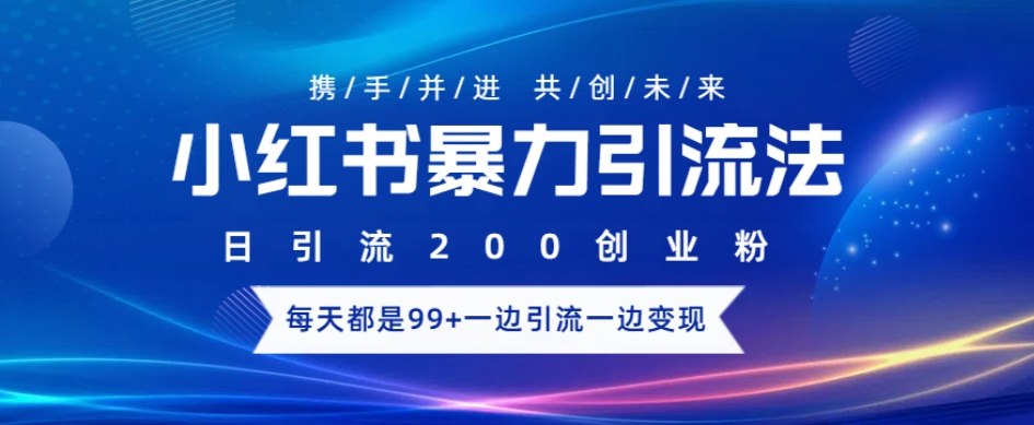 小红书暴力引流法，日引200精准创业粉，每天都是99+，边引流一边变现-梵摄网创