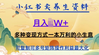 在小红书上卖养生资料，月入1w+，多种变现方式一本万利的小生意-梵摄网创
