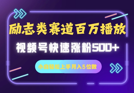 励志类赛道也能百万播放，快速涨粉500+视频号变现月入5位数-梵摄网创