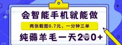 简单截图就能有收益，最适合小白做的副业，日入2张+轻轻松松-梵摄网创