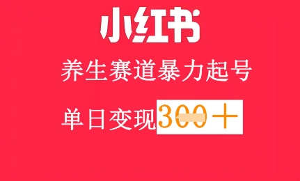 小红书养生赛道，暴力起号，轻松日入3张+-梵摄网创