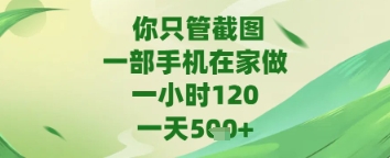 你只管截图，一部手机在家做，苹果安卓都可以，一天5张+【揭秘】-梵摄网创