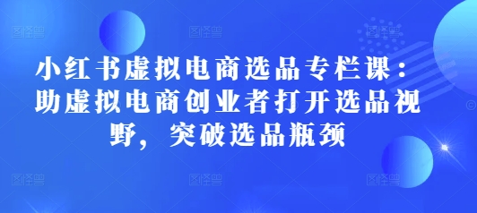 小红书虚拟电商选品专栏课：助虚拟电商创业者打开选品视野，突破选品瓶颈-梵摄网创