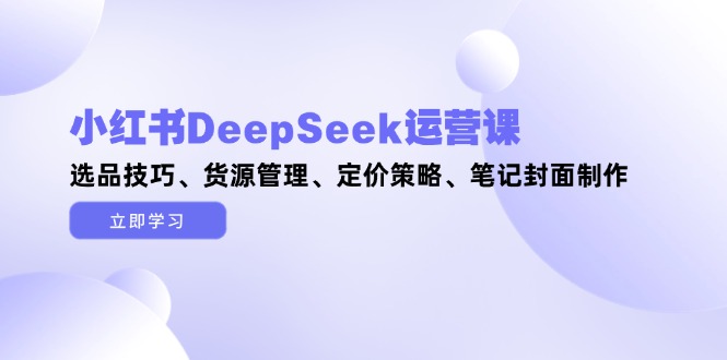 （14748期）小红书DeepSeek运营课，选品技巧、货源管理、定价策略、笔记封面制作-梵摄网创