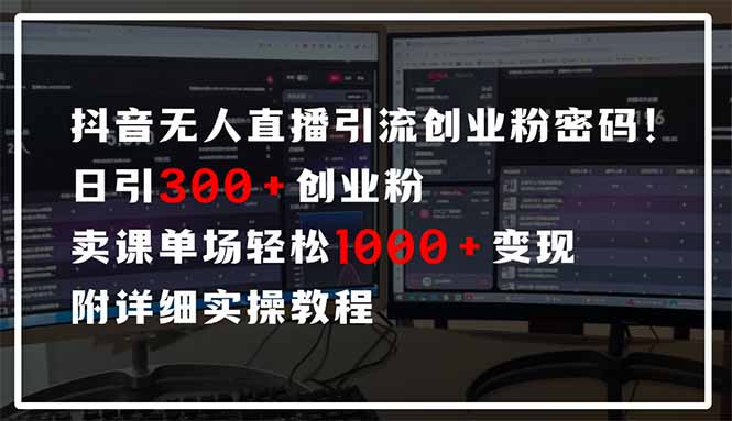 （14564期）抖音无人直播引流密码！日引300+创业粉 单场轻松1000+变现 附详细实操教程-梵摄网创