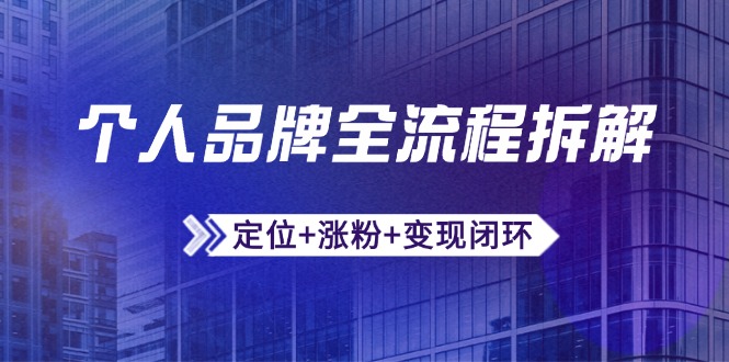 （14799期）个人品牌全流程拆解：定位+涨粉+变现闭环，微信生态运营与资源整合-梵摄网创