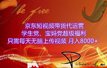 京东短视频带货代运营，学生党、宝妈党超级福利，只需每天无脑上传视频，月入8000+【仅揭秘】-梵摄网创