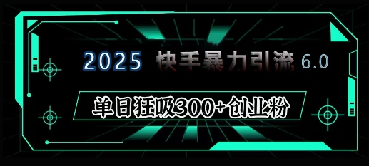 2025年快手6.0保姆级教程震撼来袭，单日狂吸300+精准创业粉-梵摄网创