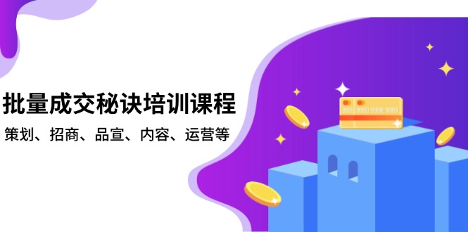 （13908期）批量成交秘诀培训课程，策划、招商、品宣、内容、运营等-梵摄网创