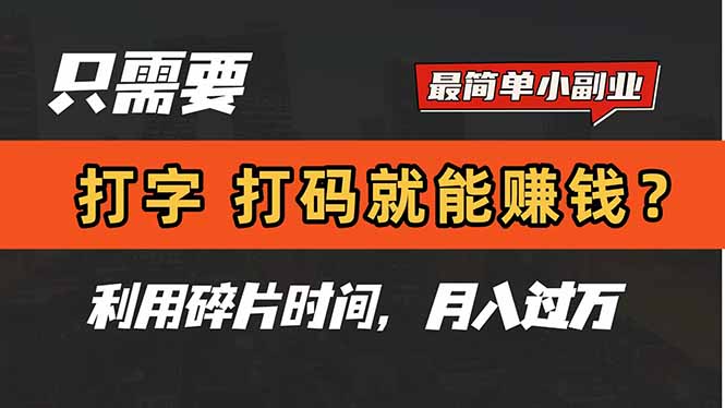 （14672期）只需要打字，打码，就能赚钱？简单的赚钱小副业，利用碎片时间，月入过万-梵摄网创