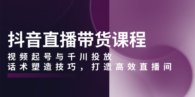 （13848期）抖音直播带货课程，视频起号与千川投放，话术塑造技巧，打造高效直播间-梵摄网创