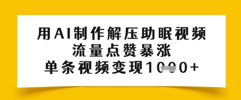 用AI制作解压助眠视频，流量点赞暴涨，单条视频变现多张-梵摄网创