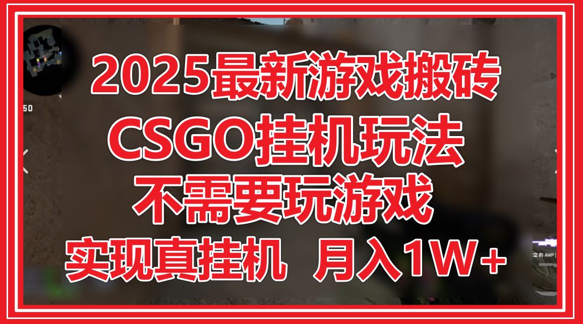 （14743期）2025最新游戏搬砖，CSGO挂机，不需要玩游戏，实现真挂机，月入1W+-梵摄网创