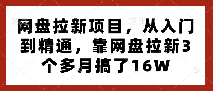 网盘拉新项目，从入门到精通，靠网盘拉新3个多月搞了16W-梵摄网创