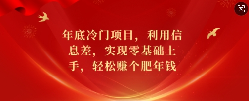 年底冷门项目，利用信息差，实现零基础上手，轻松赚个肥年钱【揭秘】-梵摄网创