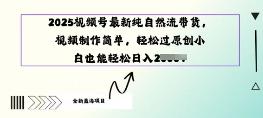 2025视频号最新纯自然流带货， 视频制作简单，轻松过原创小 白也能轻松操作-梵摄网创