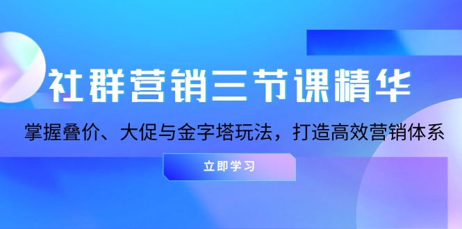 社群营销三节课精华：掌握叠价、大促与金字塔玩法，打造高效营销体系-梵摄网创